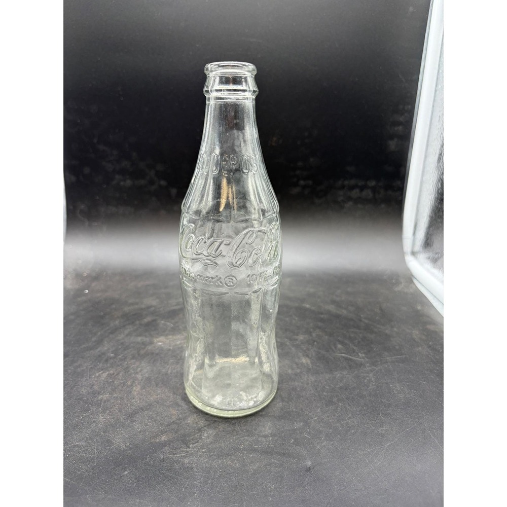 Vintage Coca-Cola Glass Bottle 10oz Embossed Coke Hobbleskirt Clear Soda Bottle